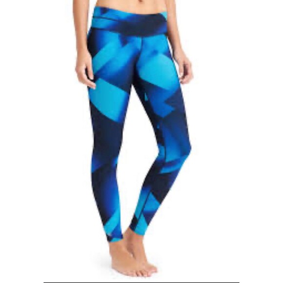 Athleta Blue Multi Sonar Magnetic Tight Leggings Blue Black Colorblock Medium - Picture 1 of 7
